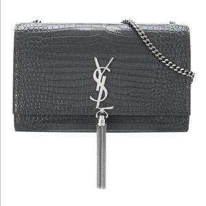 LIKE NEW!! 💯YSL Kate croc tassel bag Grey